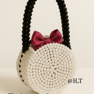 Sac à main perlé fait main – Élégance noire & blanche | Artisanat du Cameroun