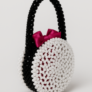 Sac à main perlé fait main – Élégance noire & blanche | Artisanat du Cameroun
